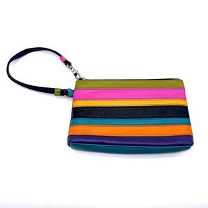 Ili New York Multicolored Striped Leather Wristlet/Wallet